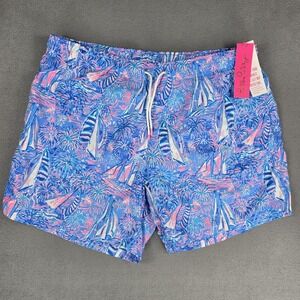 Lilly Pulitzer Swim Trunks Shorts Mens XL Blue Its A Sailabration Print NWT